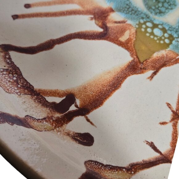 Handcrafted Art Platter Abstract Design 14 inch Signed OOAK Pottery large - Picture 7 of 16